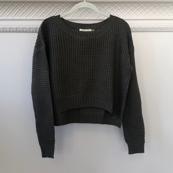 DONATED NastyGal/Mustard Seed Olive Cropped Sweater - Picture 2 of 6